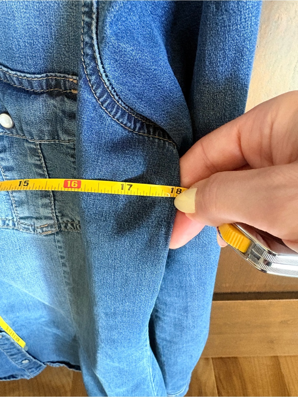 Zara Blue Denim Button-Down Shirt - Picture 3 of 3
